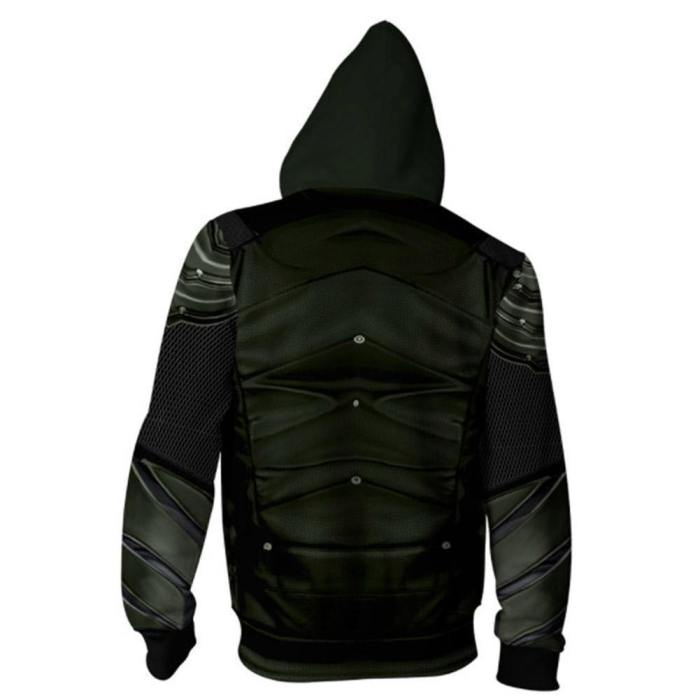 Unisex Oliver Queen Hoodies Justice League Arrow Zip Up 3D Print Jacket Sweatshirt
