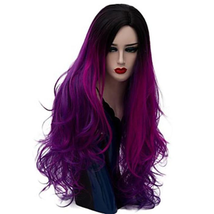 Women Synthetic Hair Ombre Long Wavy Costume Cosplay Wigs