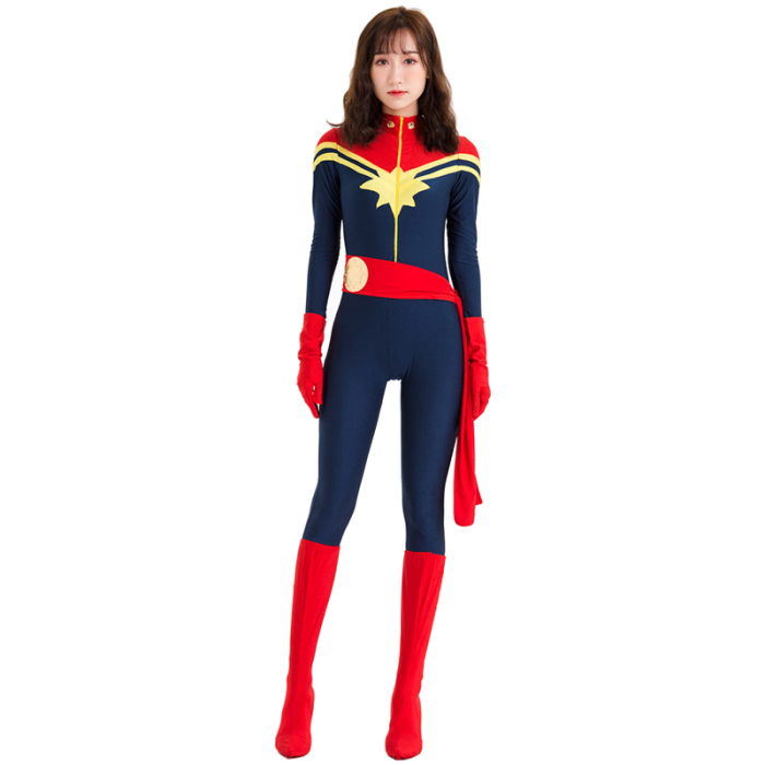Captain Marvel Carol Danvers Superhero Adult Halloween Jumpsuit Suit