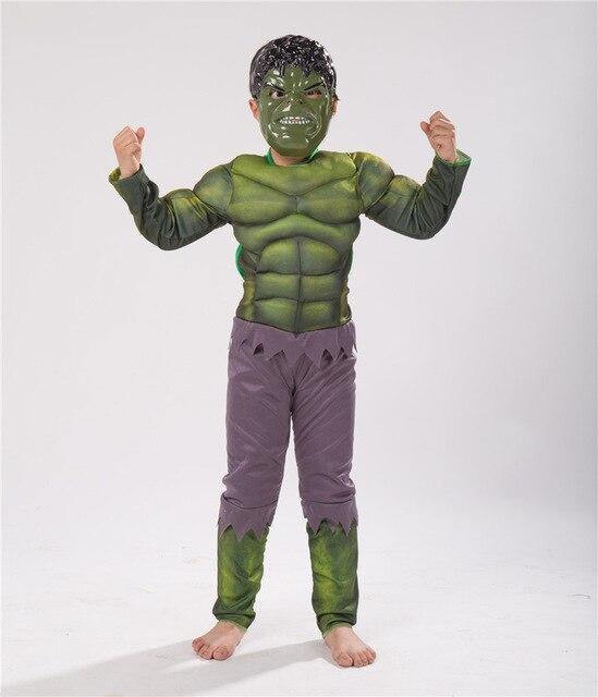 Kids Avengers Hulk Muscle Green Giant Halloween Party Cosplay Costumes