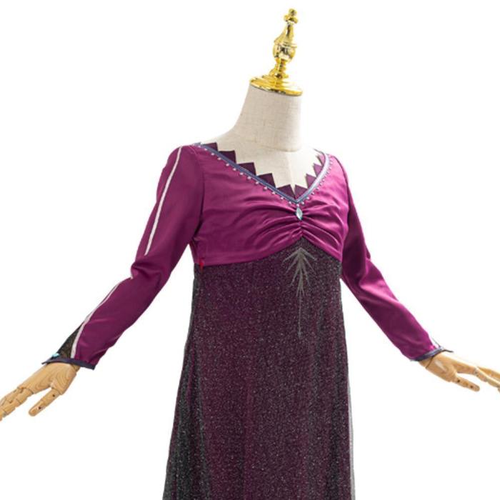 Frozen 2 Elsa Princess Purple Dress For Kids Girls Cosplay Costume
