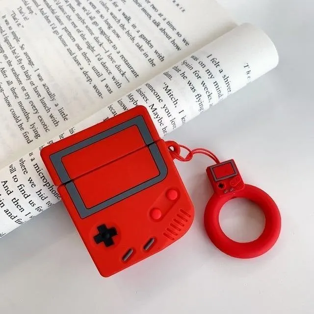 3D Gameboy Game Console Apple Airpods Protective Case Cover With Key Ring