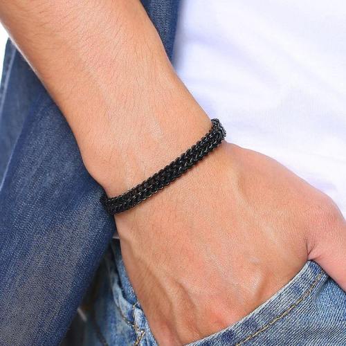 Stainless Steel Double Curb Chain Bracelet For Men