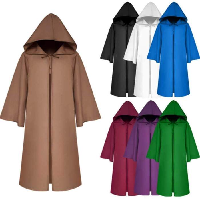Star Wars Jedi Knight Costume Hooded Cloak Halloween Party Cosplay Costume