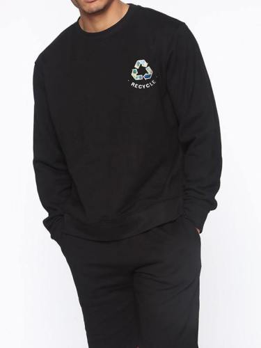 Mens Black Sweatshirt Recycle Graphic Sweatshirts