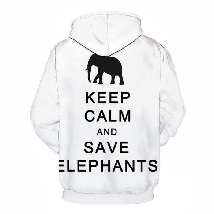 Keep Calm And Save Elephants 3D - Sweatshirt, Hoodie, Pullover