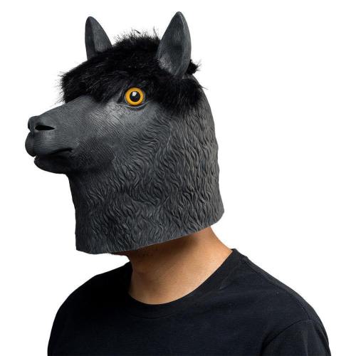 Black Alpaca Helmet Halloween Animal Latex Helmet Full Face Adult Cosplay Props
