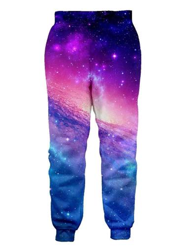 Mens Jogger Pants 3D Printing Colorful Galaxy Pattern Trousers