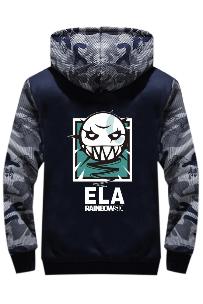 Tom Clancy'S Rainbow Six Siege Lesion Elas Hoodie Thich Windter Jacket Camouflage