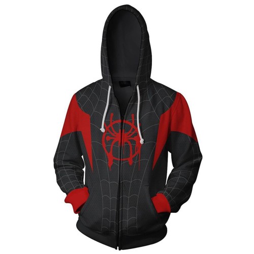 Unisex Adult Hoodie Miles Morales Spider-Man 3D Printed Zip Up Hooded Sweatshirt