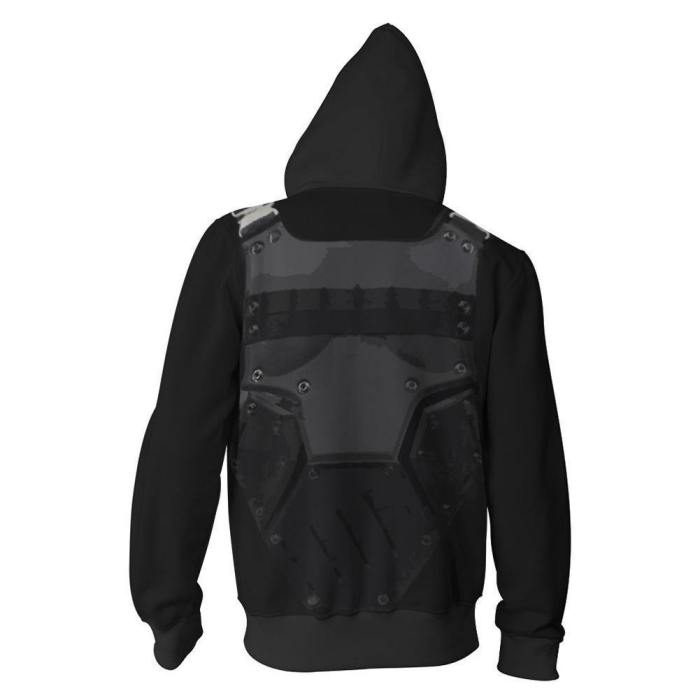 Unisex Punisher Hoodies Zip Up 3D Print Jacket Sweatshirt Style B