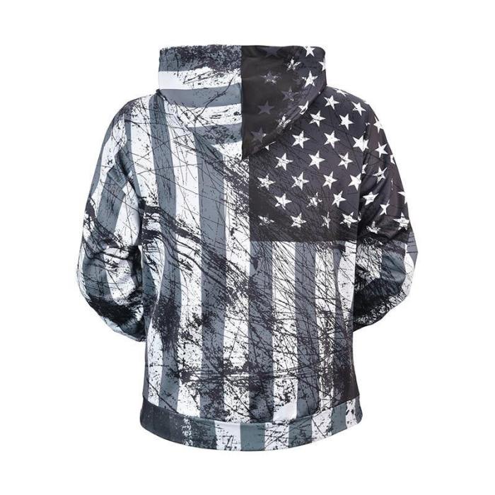 Exclusive: Usa Black And White American Flag Hoodie