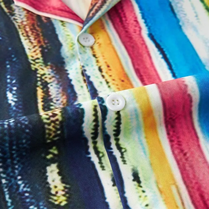 Men'S Hawaiian Shirt Stripe Printing