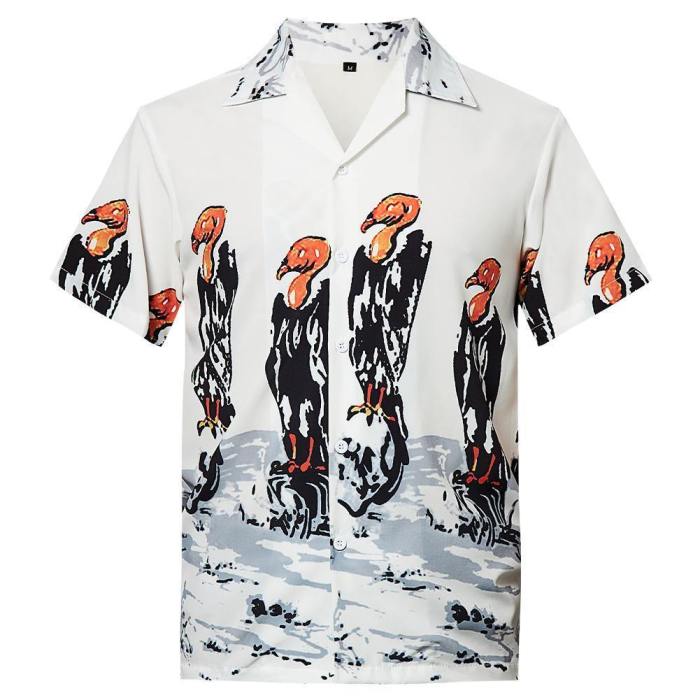 Men'S Hawaiian Shirt Flamingos Printing
