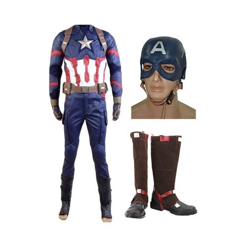 Captain America: Civil War Steve Rogers Cosplay Costume+Mask+Shoes