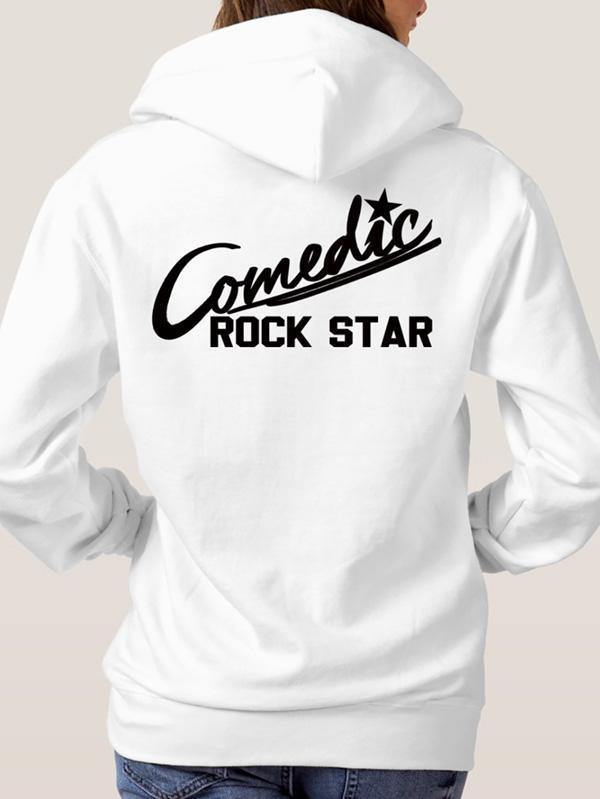 Comedic Rockstar White Pullover Hoodie