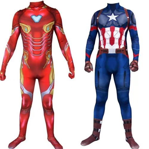 Captain America Iron Man Zentai Jumpsuits Suit Bodysuit Cosplay Costumes