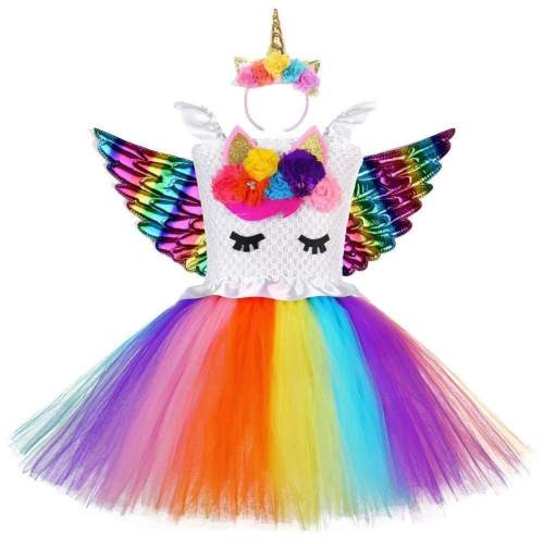 Unicorn Rainbow Bubble Dress Cosplay Costume Kids Girls