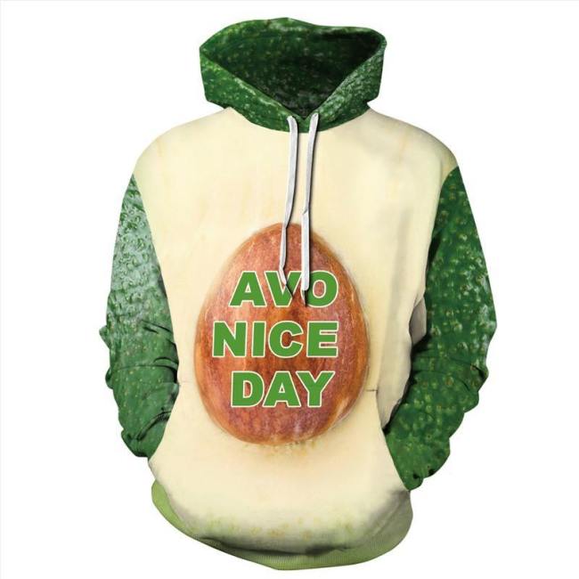 Mens Hoodies 3D Graphic Printed Avocado Pattern Pullover Hoodie