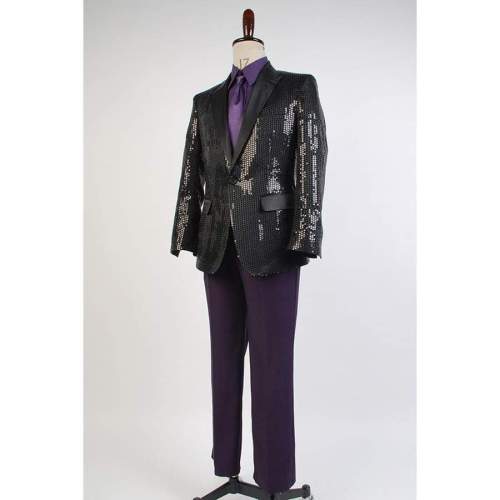 Daft Punk Sparking Black Sequin Performance Outfits Robot Cosplay Costume Purple Version