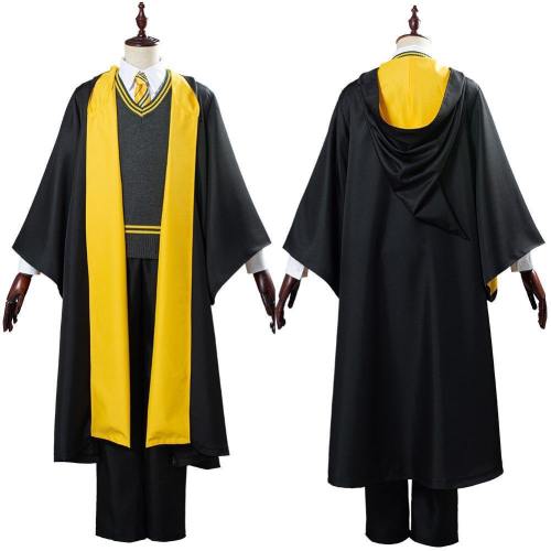 Harry Potter School Uniform Hufflepuff Robe Cloak Outfit Halloween Carnival Costume Cosplay Costume