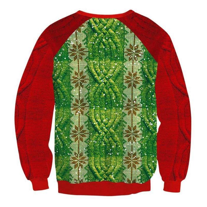 Mens Pullover Sweatshirt 3D Printed Christmas Three Santa Claus Long Sleeve Shirts
