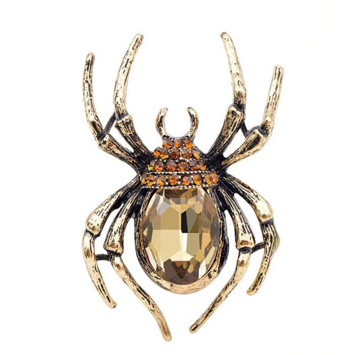 Vintage Rhinestone Spider Brooch Pin