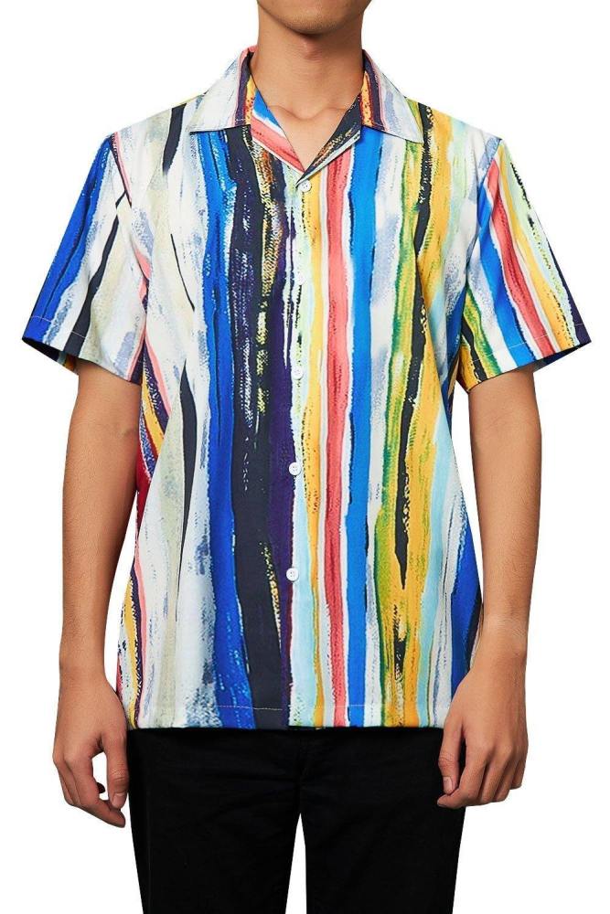 Men'S Hawaiian Shirt Stripe Printing