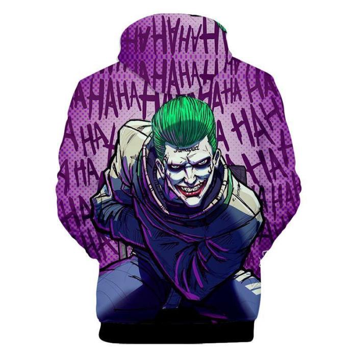 Joker Haha Print Drawstring Hoodie