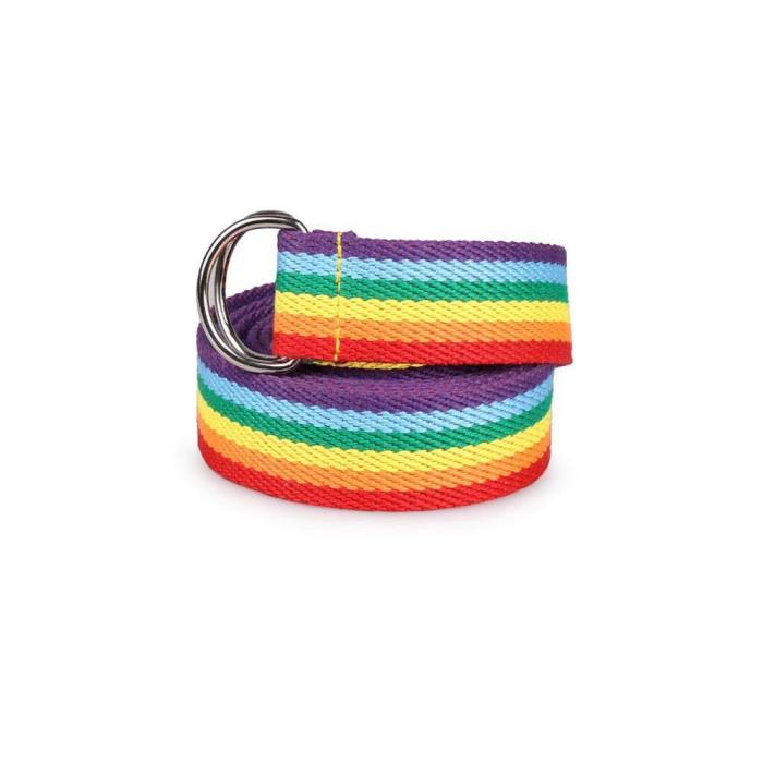 Trendy Rainbow Double D Ring Webbing Belt