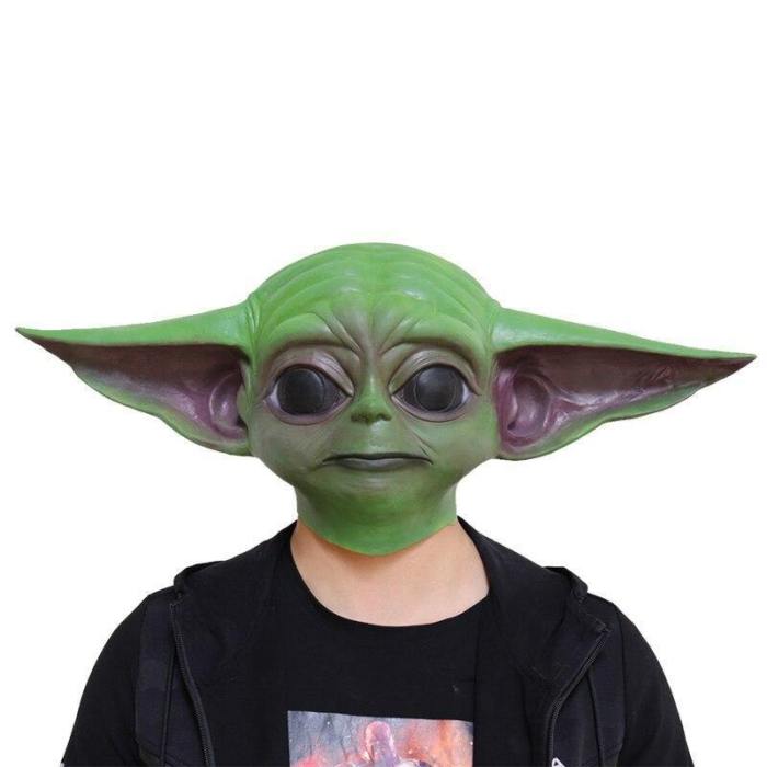 Star Wars The Mandalorian Baby Yoda Cosplay Latex Mask Helmet Props