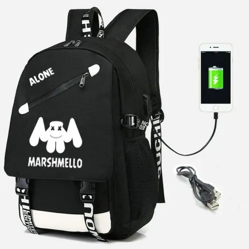 Marshmello Backpack With Usb Charging Port