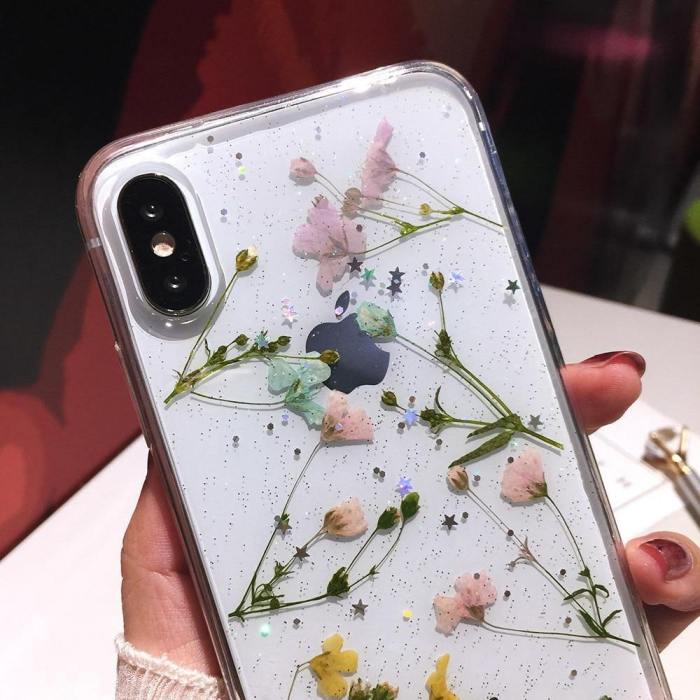 Real Dried Flowers Pressed Flowers Silicone Phone Case