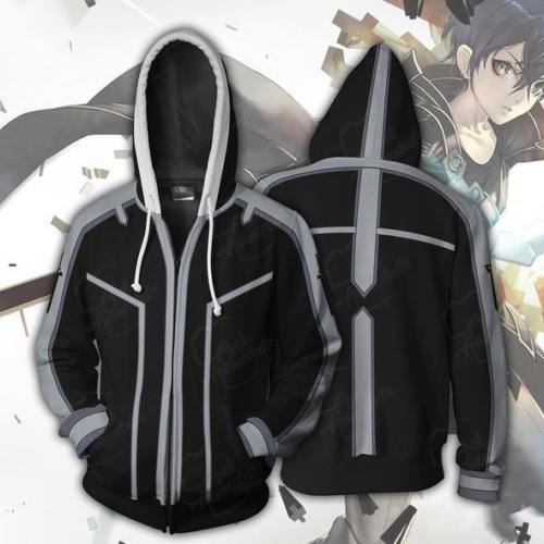 Sword Art Online Hoodies Sao Kirito Zip Up Hoodie