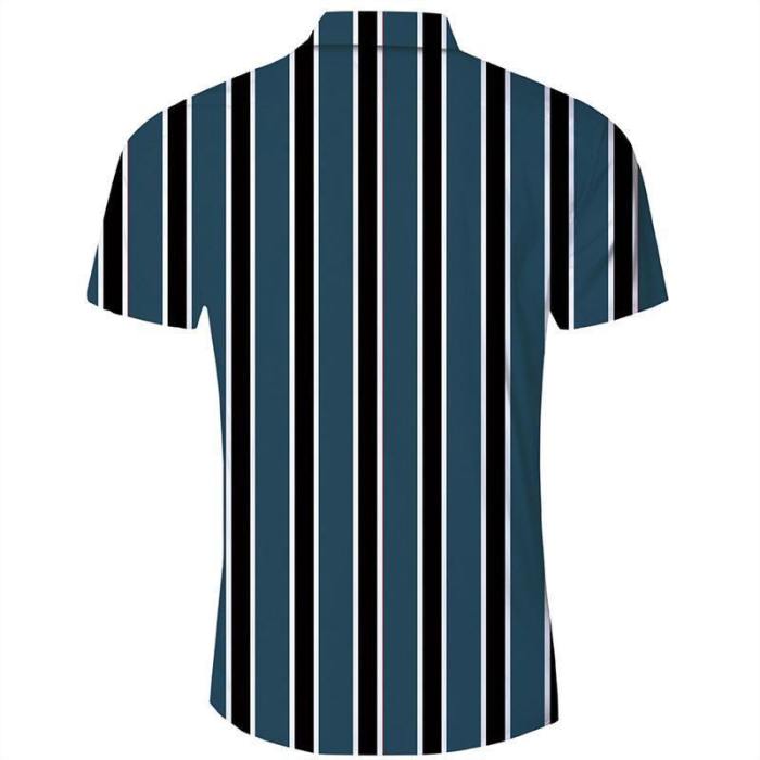 Men'S Hawaiian Shirts Stripe Printing