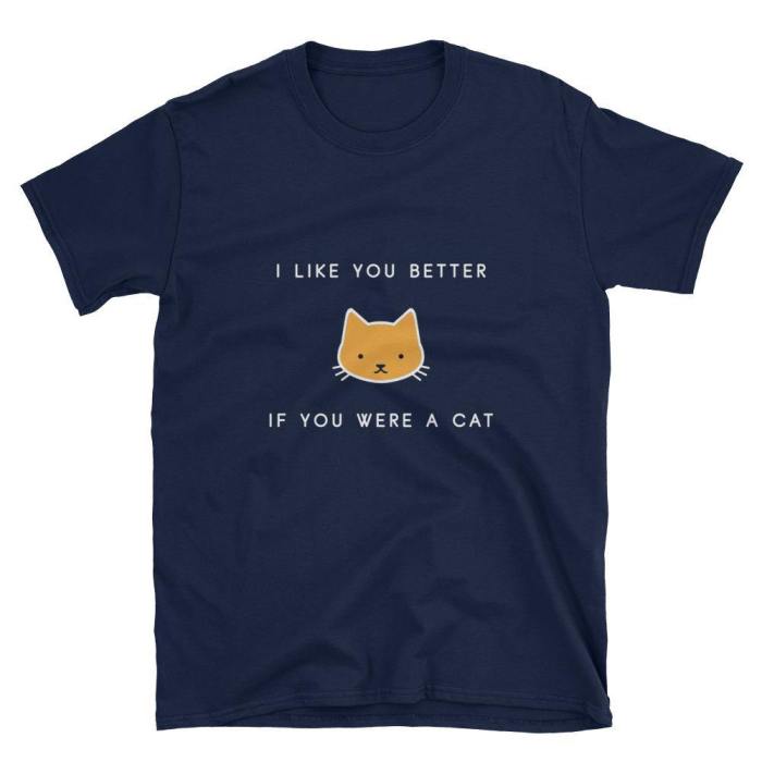  If You Were A Cat  Short-Sleeve Unisex T-Shirt (Black/Navy)