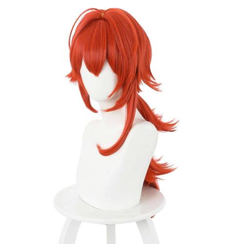 Anime Genshin Impact Diluc Ragnvindr Heat Resistant Synthetic Hair Carnival Halloween Party Props Cosplay Wig