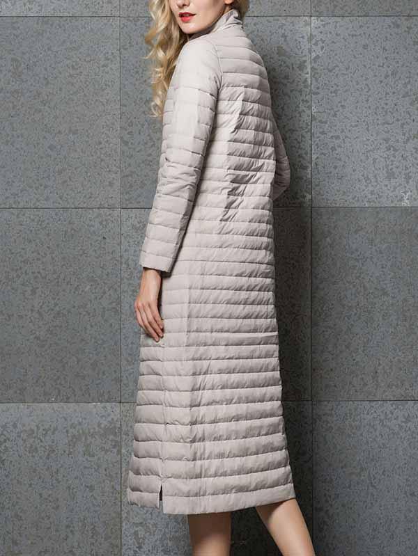 Women Stand Collar Long Puffer Coat
