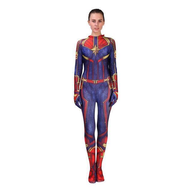 Captain Marvel Carol Danvers Costume Women Superhero Bodysuit Jumpsuit