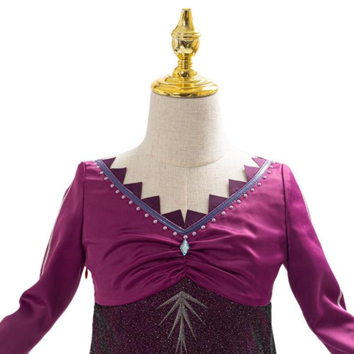 Frozen 2 Elsa Princess Purple Dress For Kids Girls Cosplay Costume