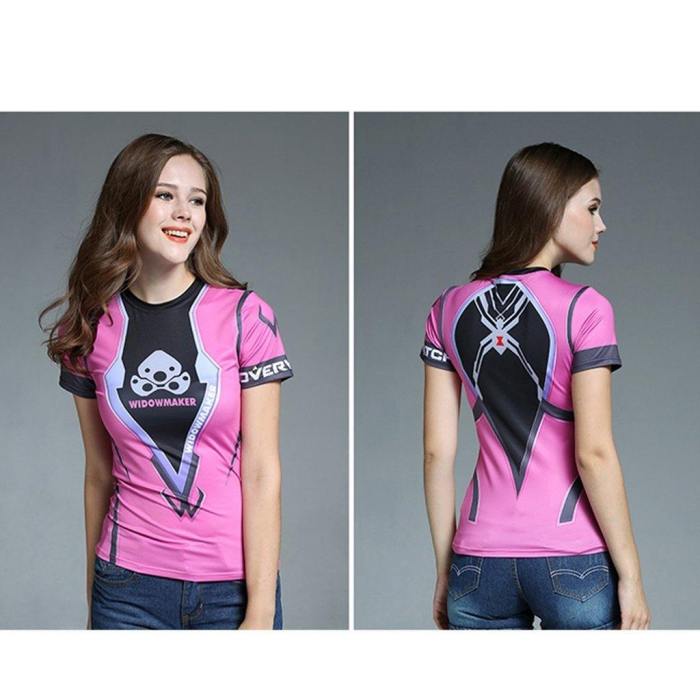 Overwatch  Dva Mercy Tracer Widowmaker Short Sleeve T-Shirt Cosplay Costume