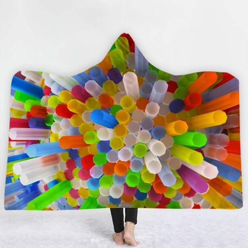 3D Colorful Straw Hooded Blanket