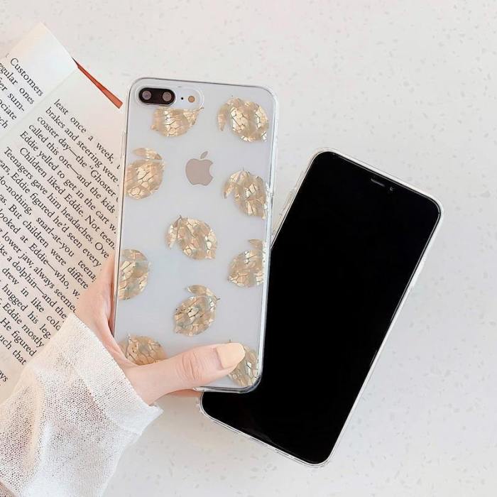 Gold Plated Leaves Pineapple Clear Phone Case