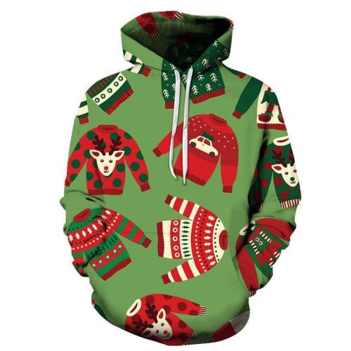 Green 3D Christmas Hoodie - Sweatshirt, Hoodie, Pullover