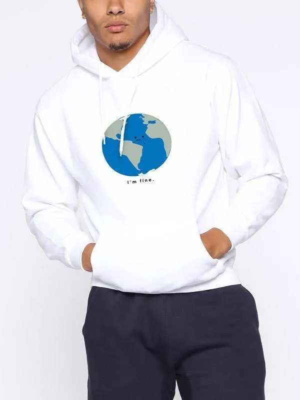 Mens Sad Earth I'M Fine Oversized Hoodies