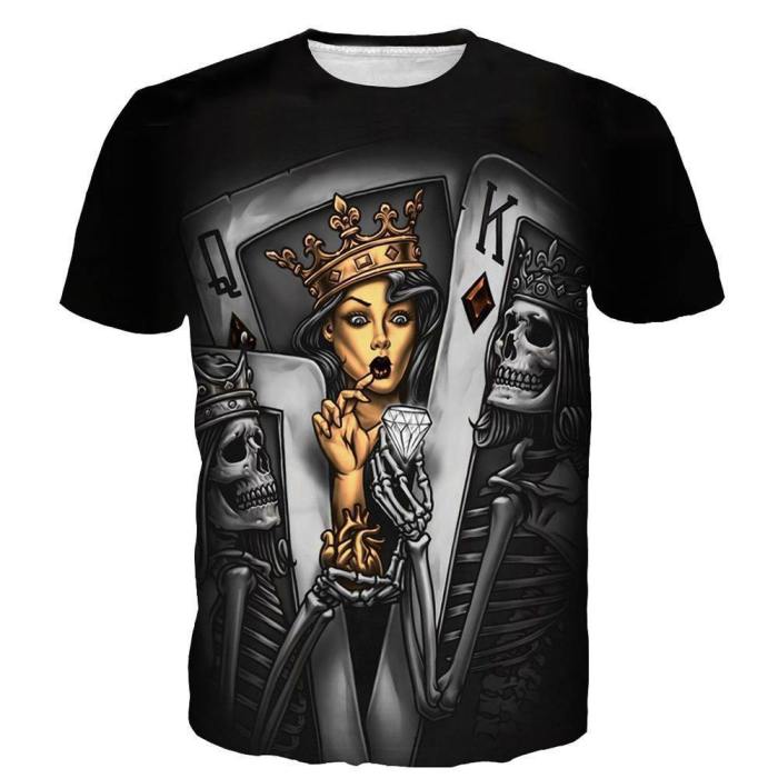 Card Game King And Queen Skull 3D Shirt And Hoodie