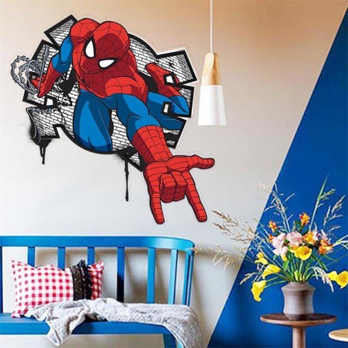 Spiderman Wall Stickers Wallpaper Kids Boys Bedroom Decals Mural Art