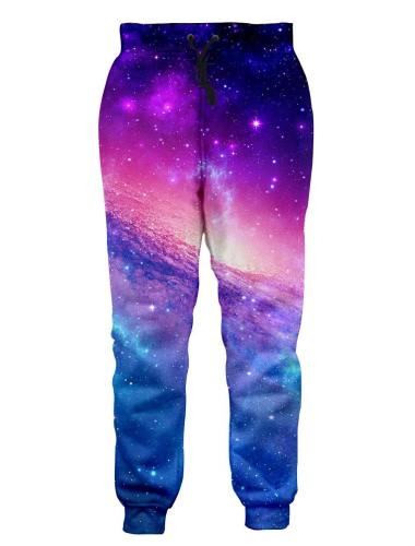 Mens Jogger Pants 3D Printing Colorful Galaxy Pattern Trousers
