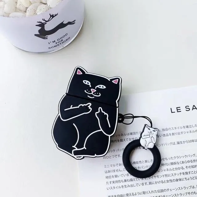 Funny Cat Apple Airpods Protective Case Cover With Matching Key Ring