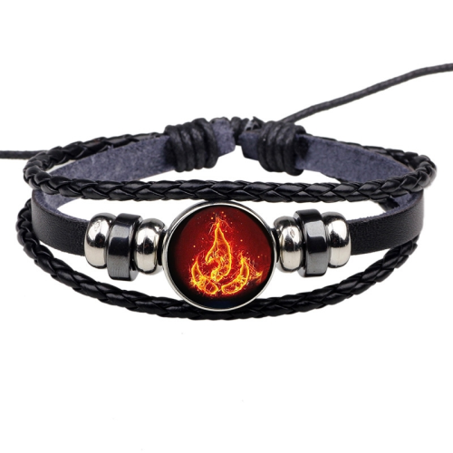 Avatar The Last Airbender Fire Nation Logo Black Leather Bracelet Prop